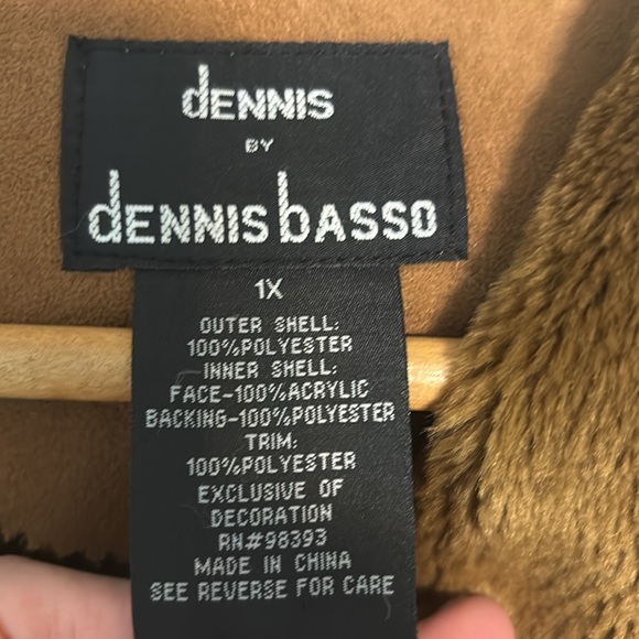 Dennis Basso Coat | Faux Suede Brown Button Up Coat | size 1X - Picture 6 of 8